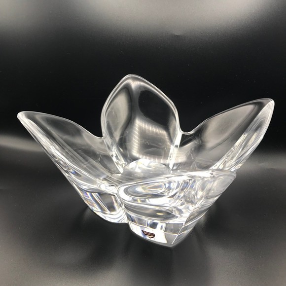 Orrefors Sweden Lead Crystal Belle Tulip Dish Signed Lars Hellsten Design - Picture 1 of 7